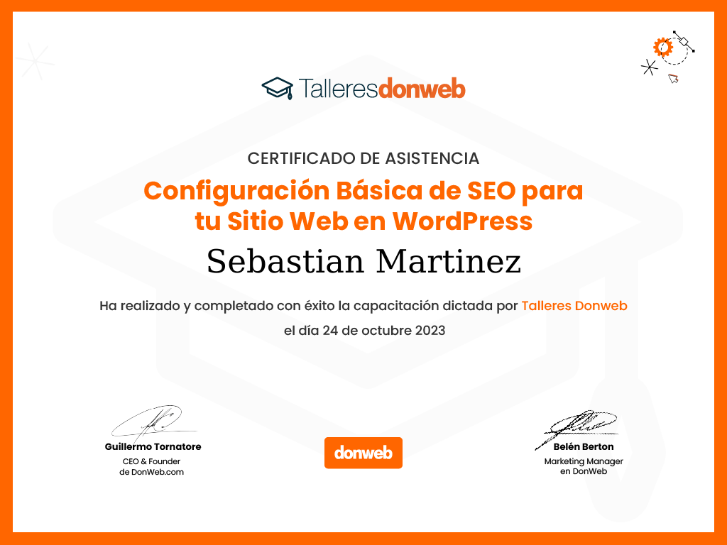 Certificado de asistencia · Talleres DonWeb