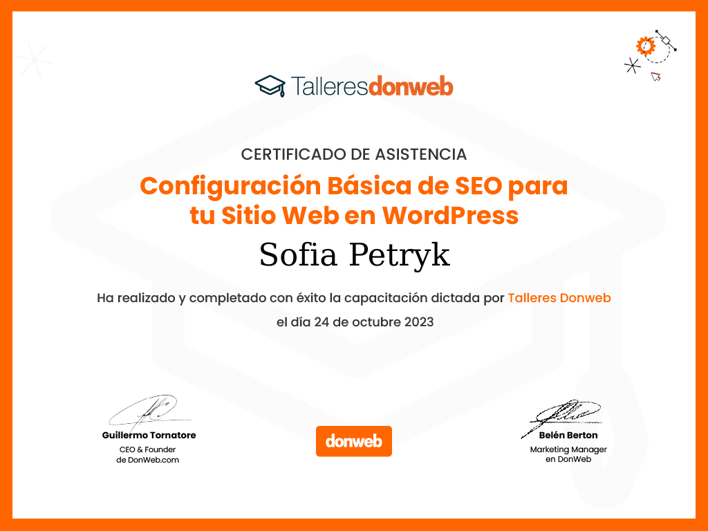 Certificado de asistencia · Talleres DonWeb