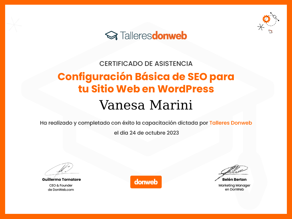 Certificado de asistencia · Talleres DonWeb