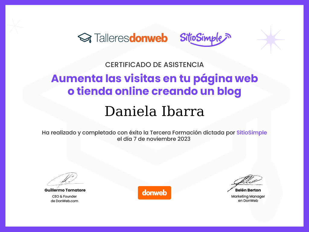 Certificado de asistencia · Talleres DonWeb