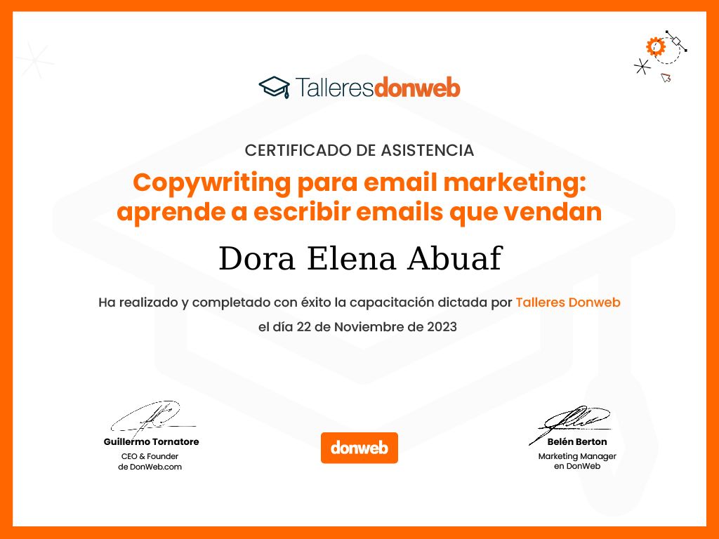 Certificado de asistencia · Talleres DonWeb