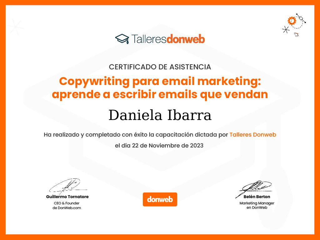 Certificado de asistencia · Talleres DonWeb