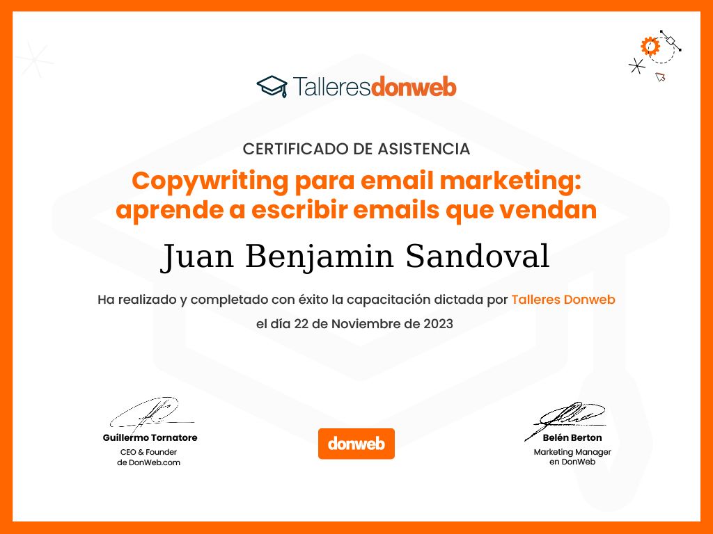 Certificado de asistencia · Talleres DonWeb