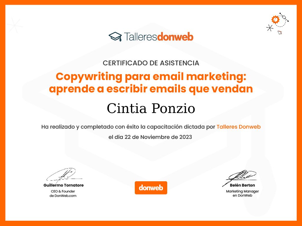 Certificado de asistencia · Talleres DonWeb