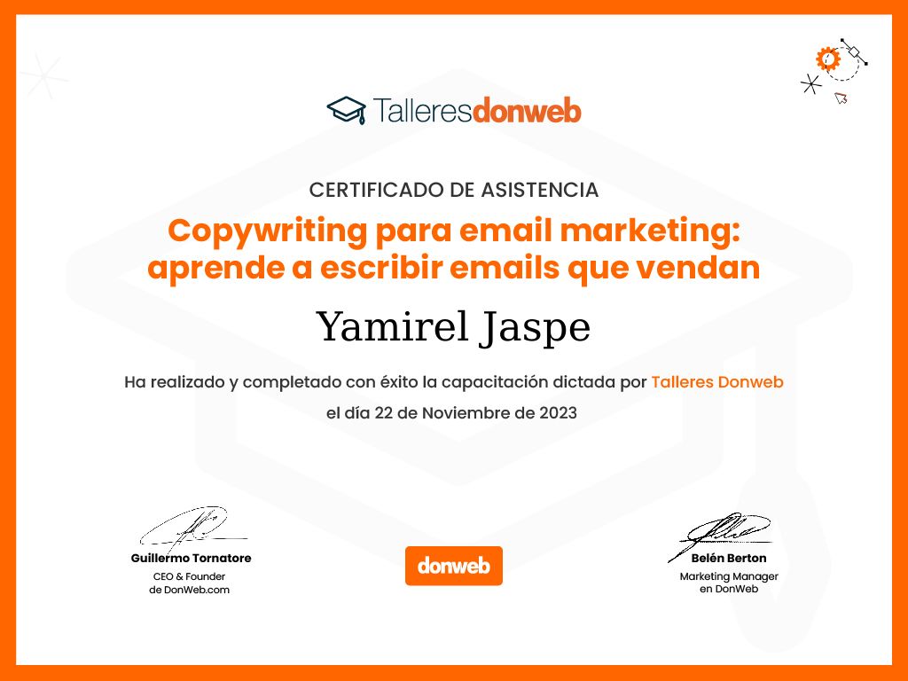 Certificado de asistencia · Talleres DonWeb