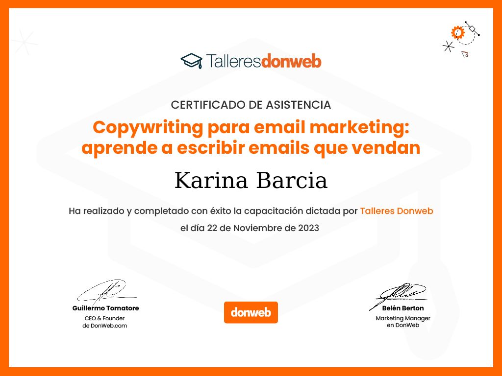 Certificado de asistencia · Talleres DonWeb