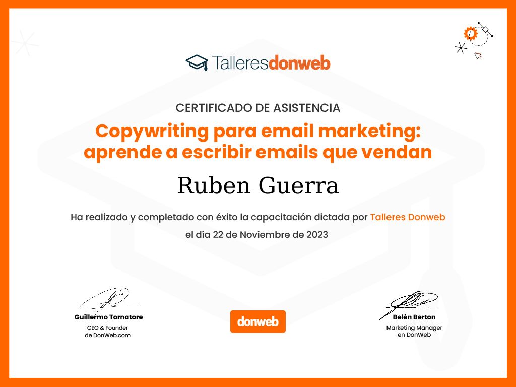 Certificado de asistencia · Talleres DonWeb