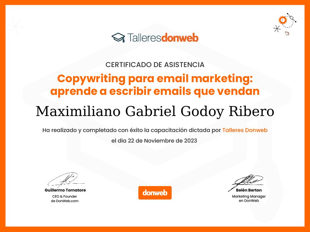 Certificado de asistencia · Talleres DonWeb