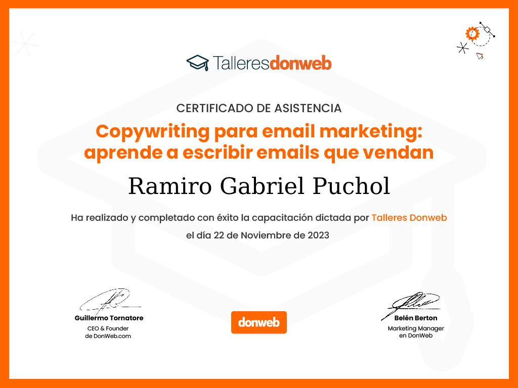 Certificado de asistencia · Talleres DonWeb