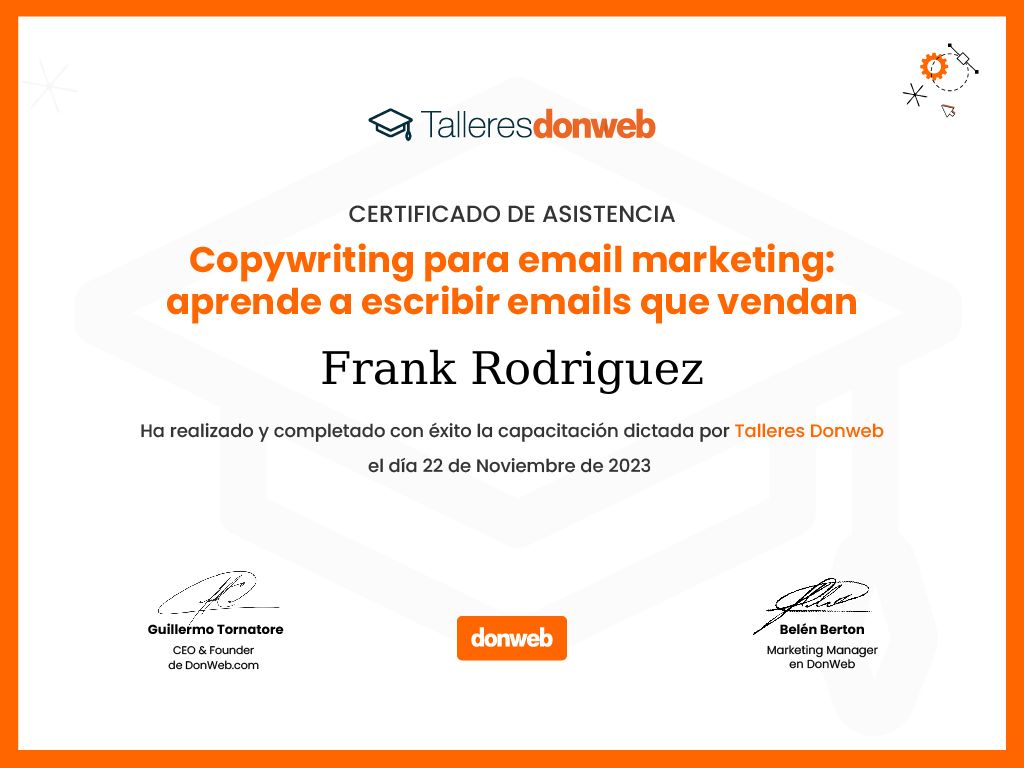 Certificado de asistencia · Talleres DonWeb