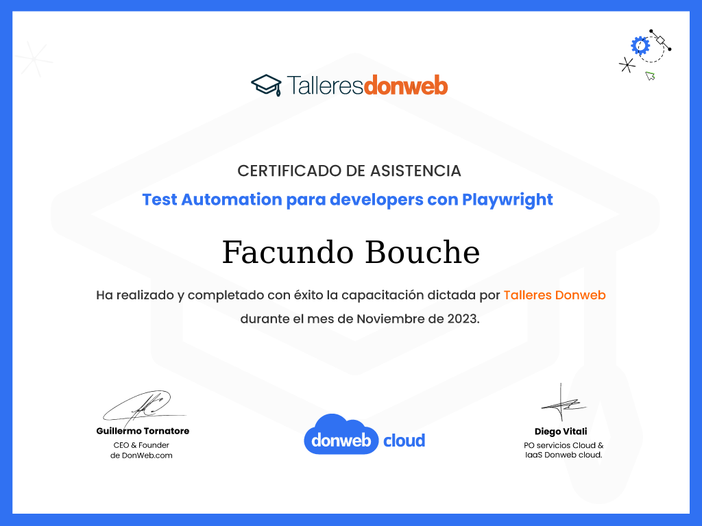 Certificado de asistencia · Talleres DonWeb
