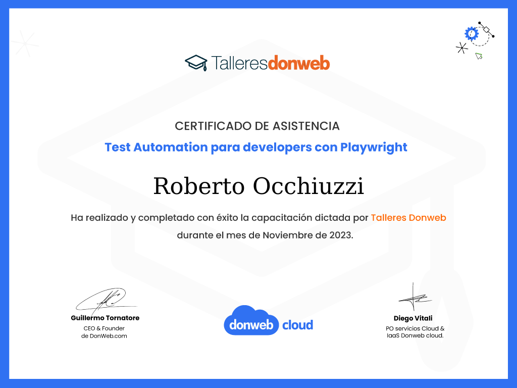 Certificado de asistencia · Talleres DonWeb