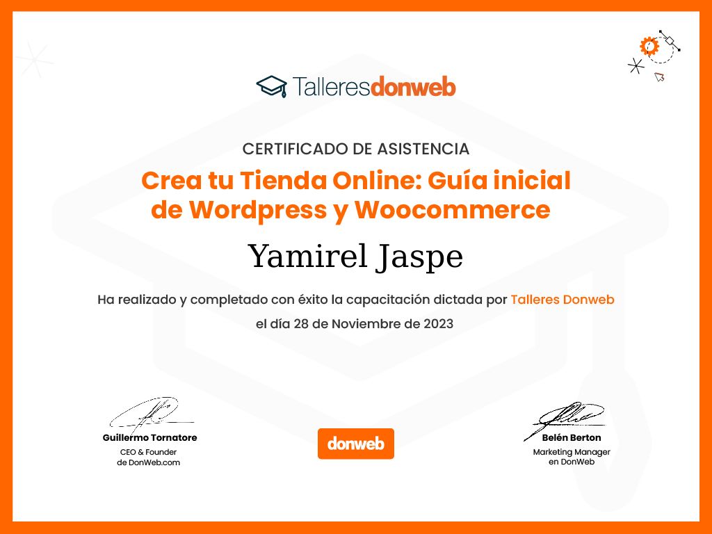Certificado de asistencia · Talleres DonWeb