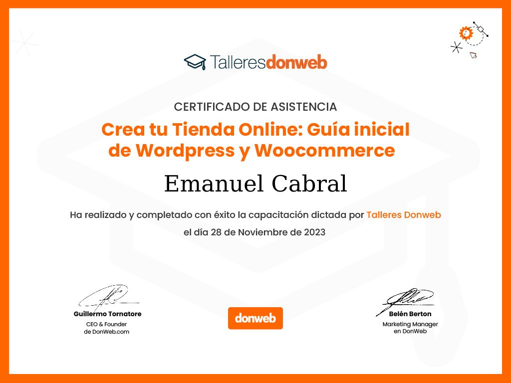 Certificado de asistencia · Talleres DonWeb