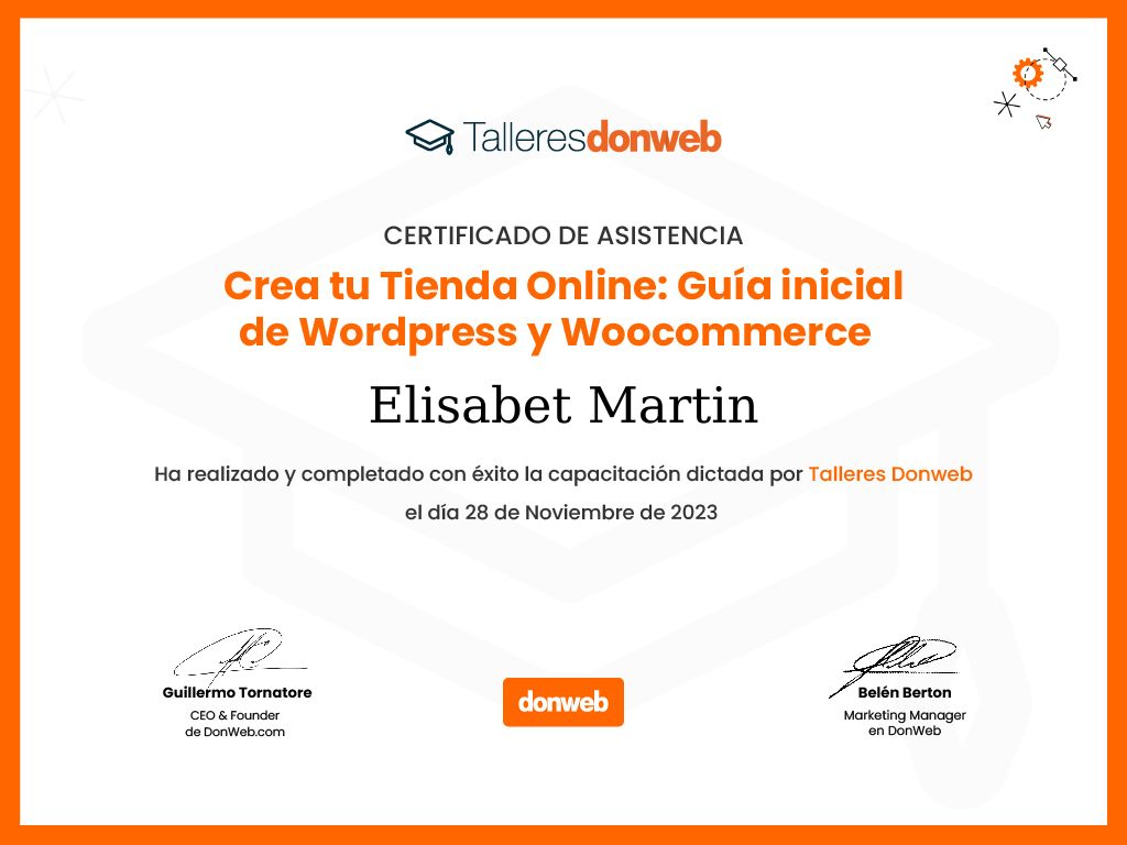 Certificado de asistencia · Talleres DonWeb