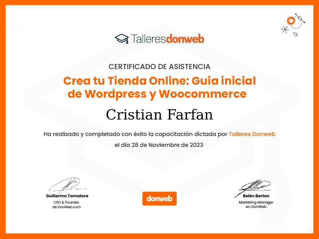 Certificado de asistencia · Talleres DonWeb