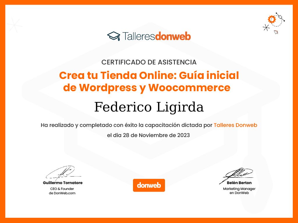 Certificado de asistencia · Talleres DonWeb
