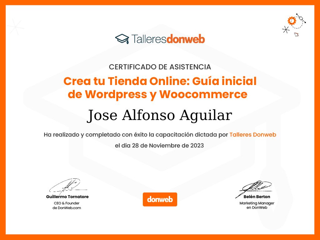 Certificado de asistencia · Talleres DonWeb