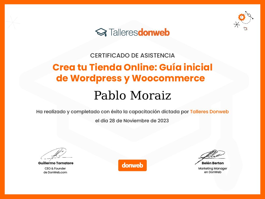 Certificado de asistencia · Talleres DonWeb