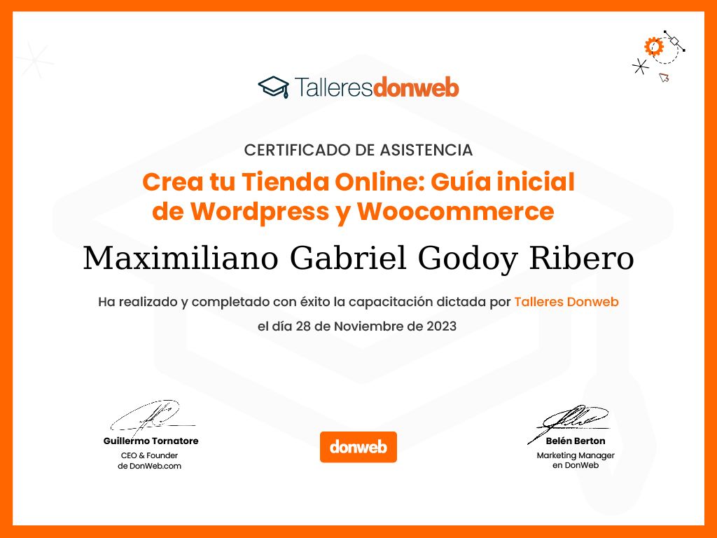 Certificado de asistencia · Talleres DonWeb