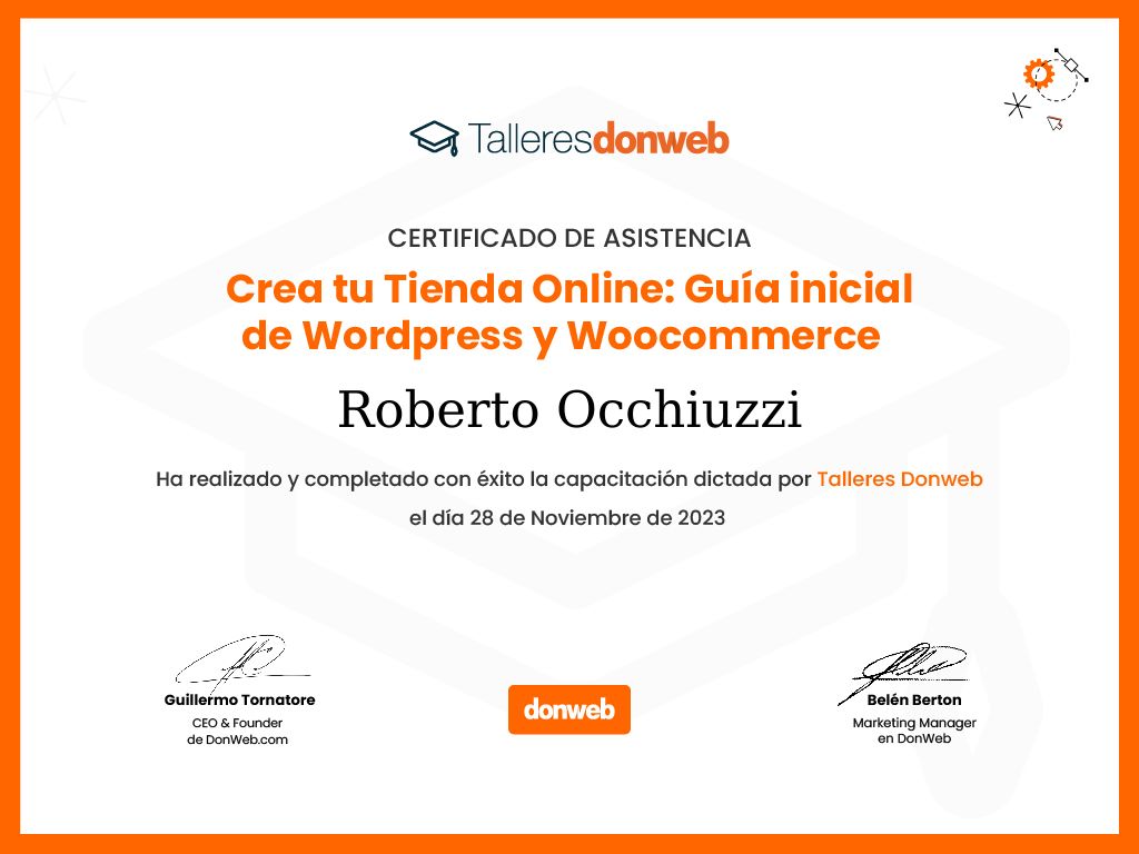 Certificado de asistencia · Talleres DonWeb