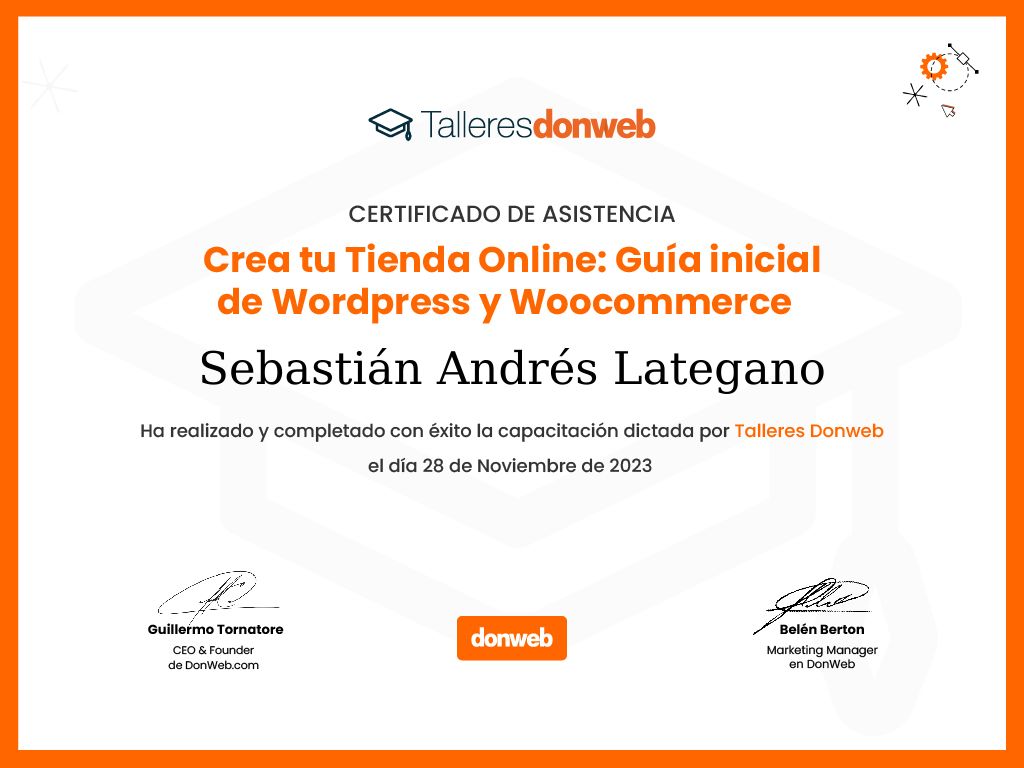 Certificado de asistencia · Talleres DonWeb