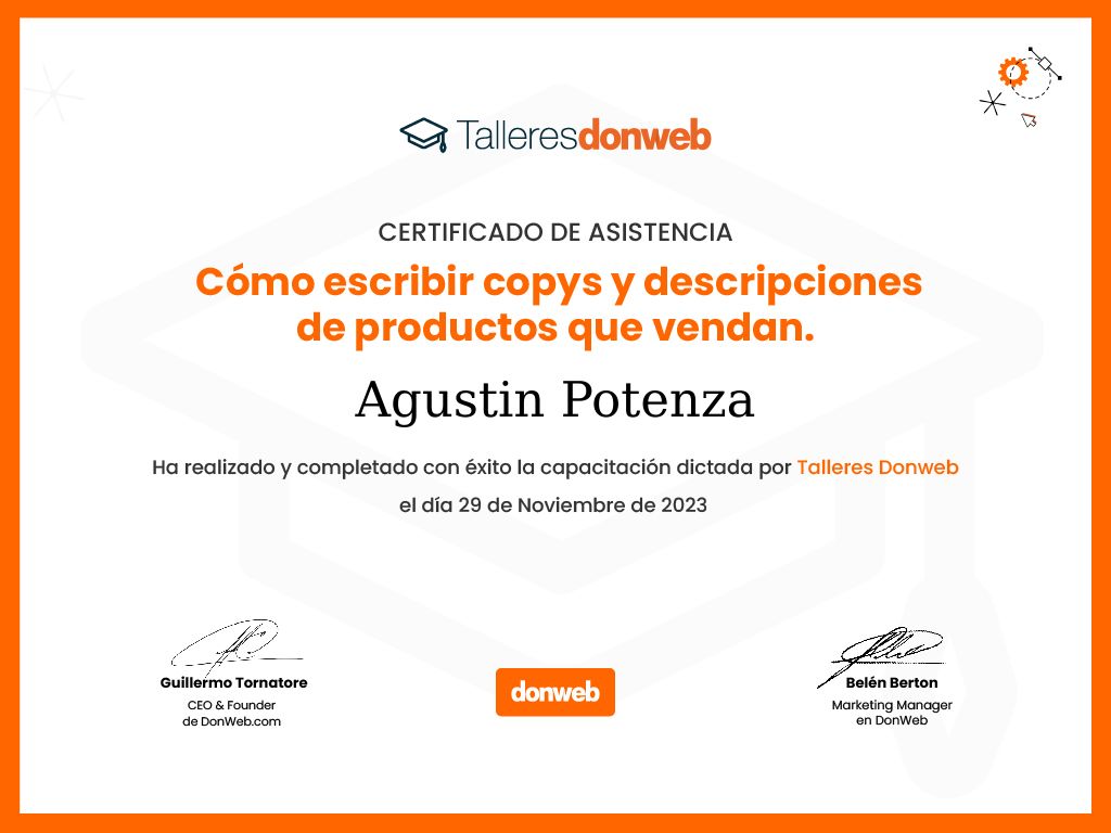 Certificado de asistencia · Talleres DonWeb