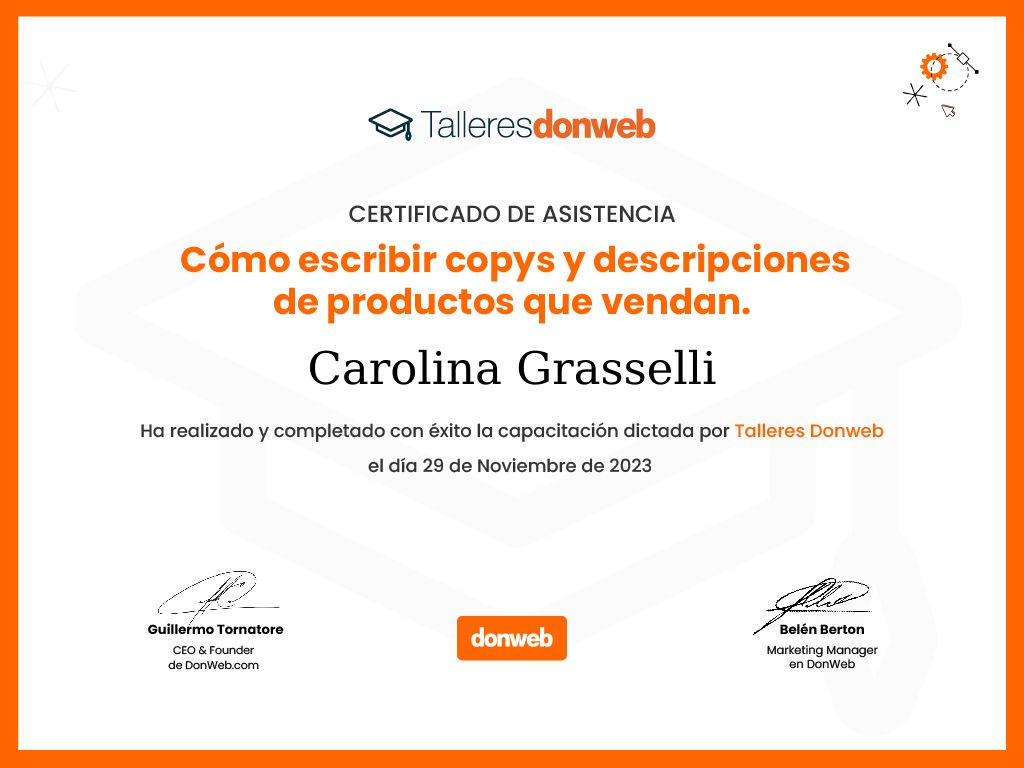 Certificado de asistencia · Talleres DonWeb