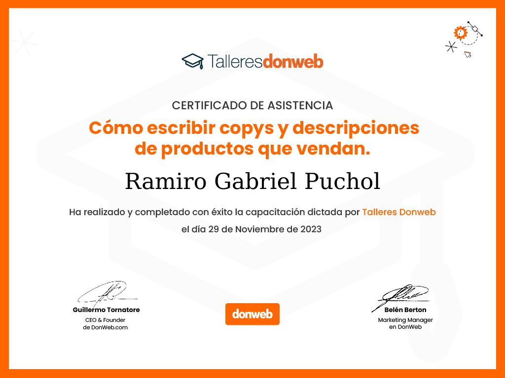 Certificado de asistencia · Talleres DonWeb