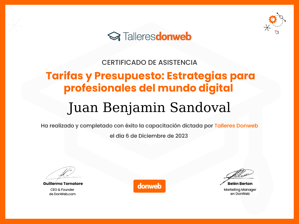 Certificado de asistencia · Talleres DonWeb