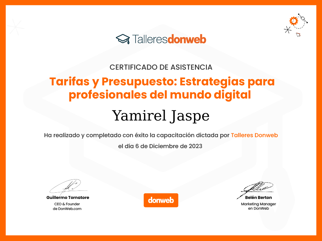 Certificado de asistencia · Talleres DonWeb
