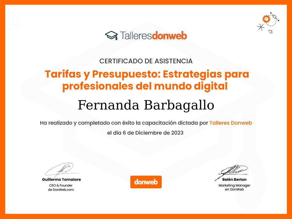Certificado de asistencia · Talleres DonWeb