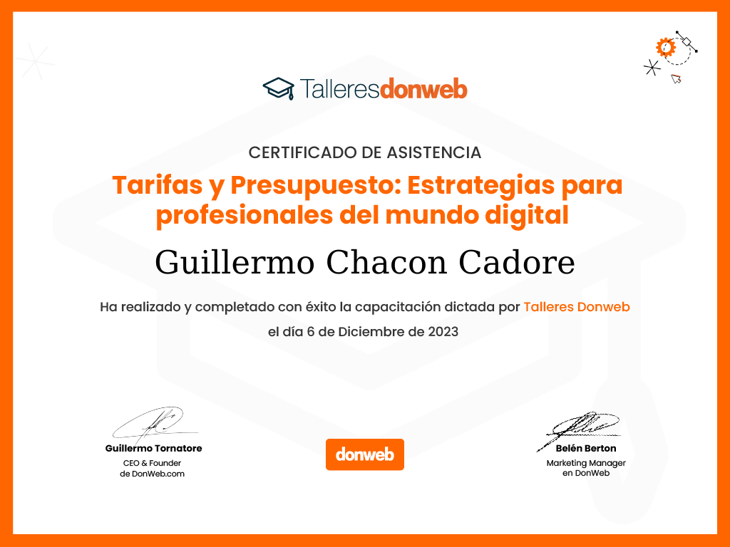 Certificado de asistencia · Talleres DonWeb