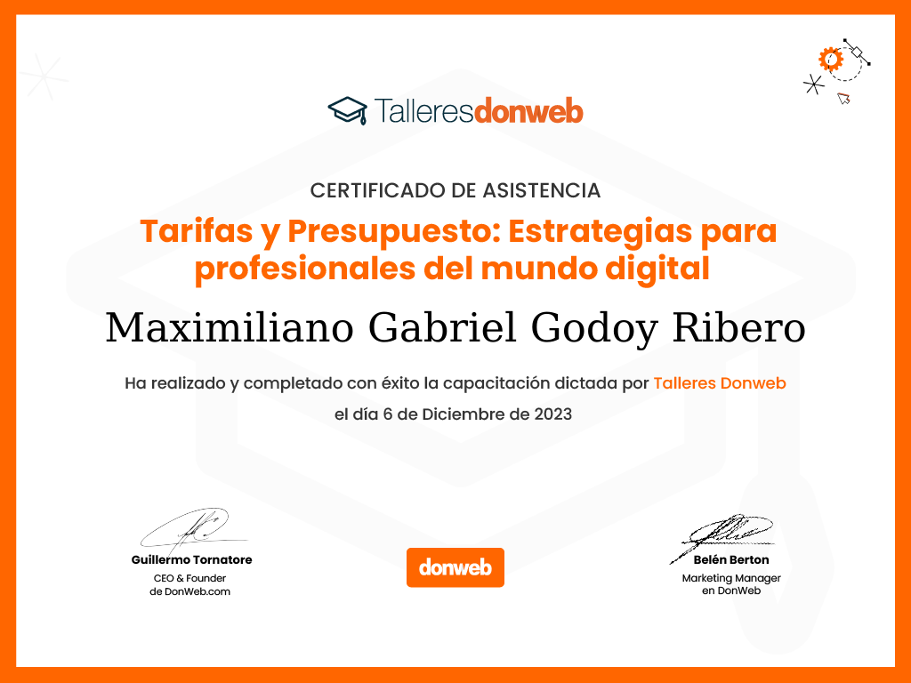 Certificado de asistencia · Talleres DonWeb