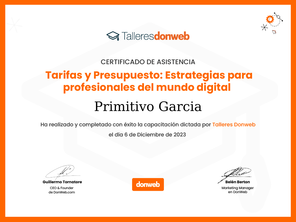 Certificado de asistencia · Talleres DonWeb