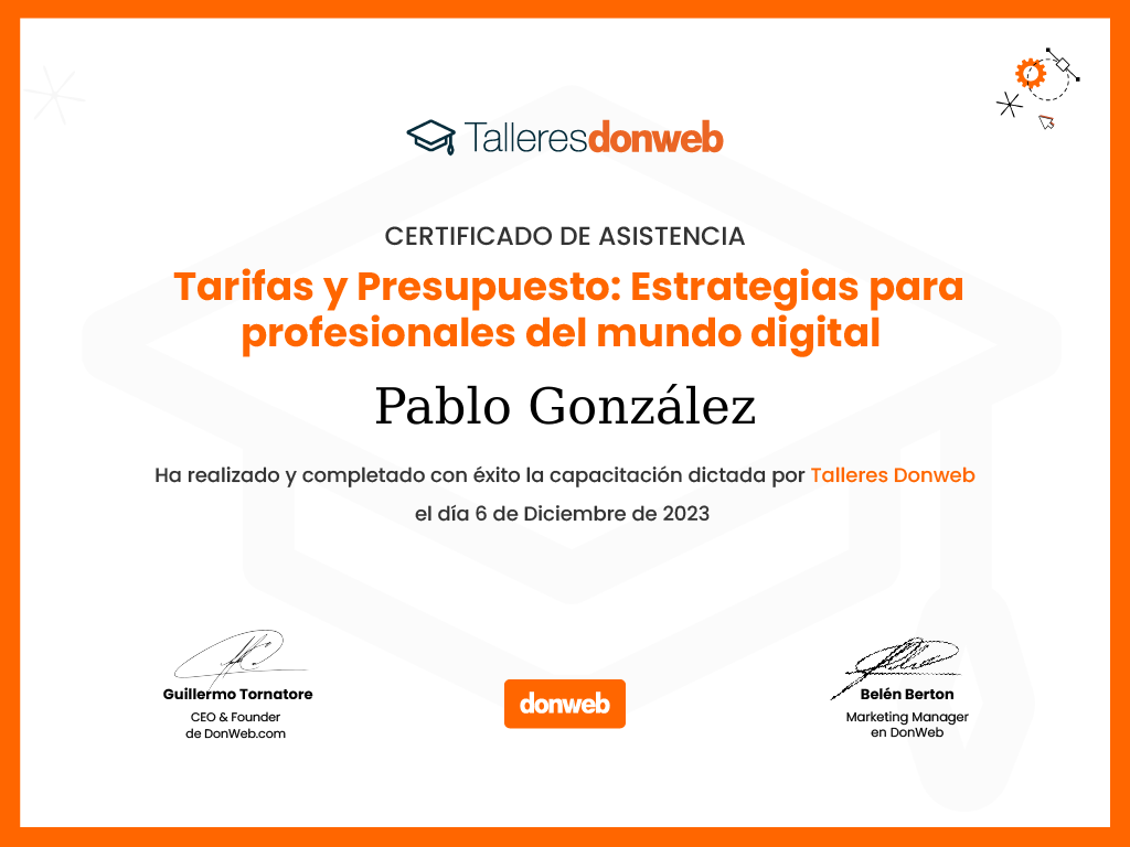 Certificado de asistencia · Talleres DonWeb