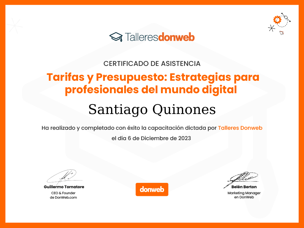 Certificado de asistencia · Talleres DonWeb