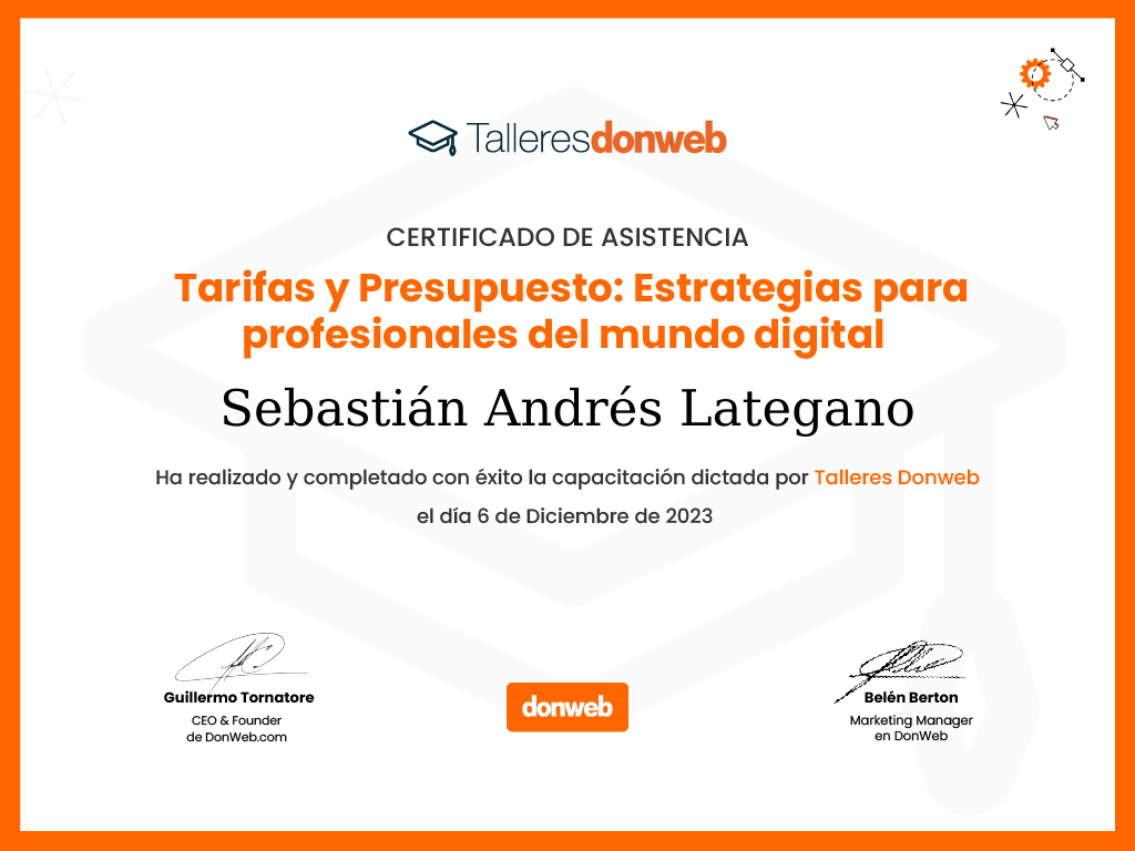 Certificado de asistencia · Talleres DonWeb