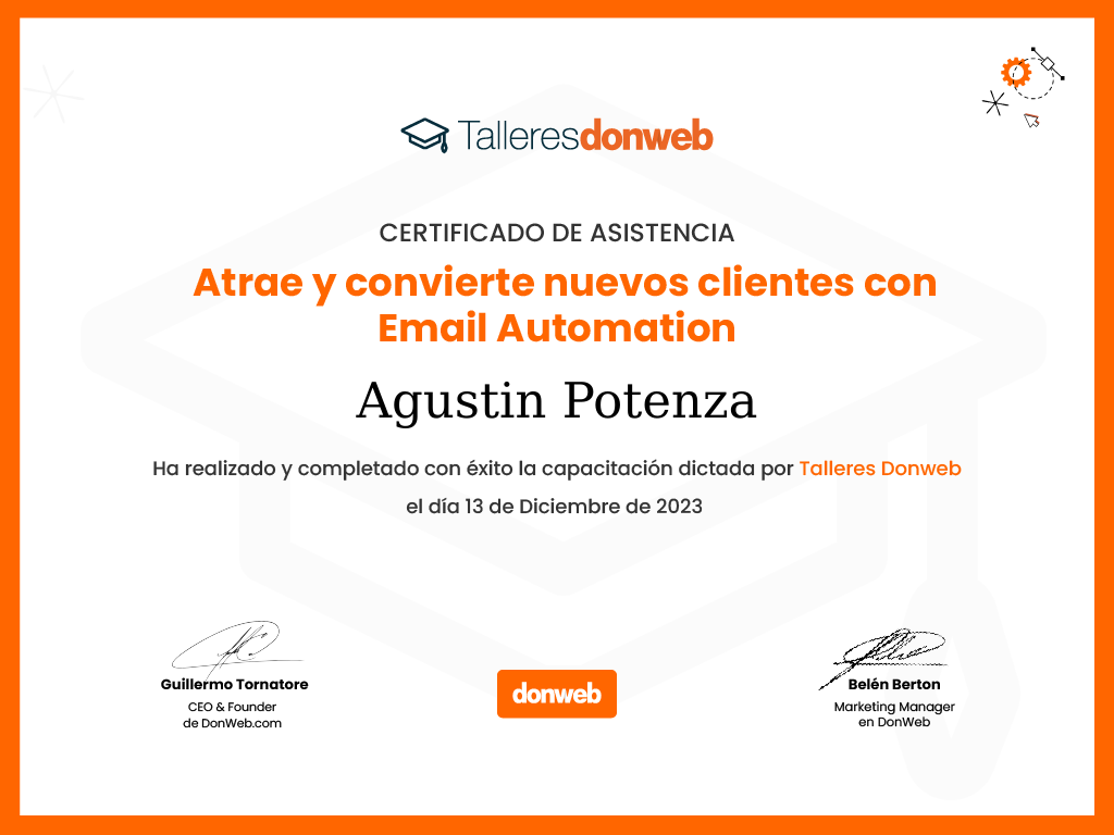 Certificado de asistencia · Talleres DonWeb