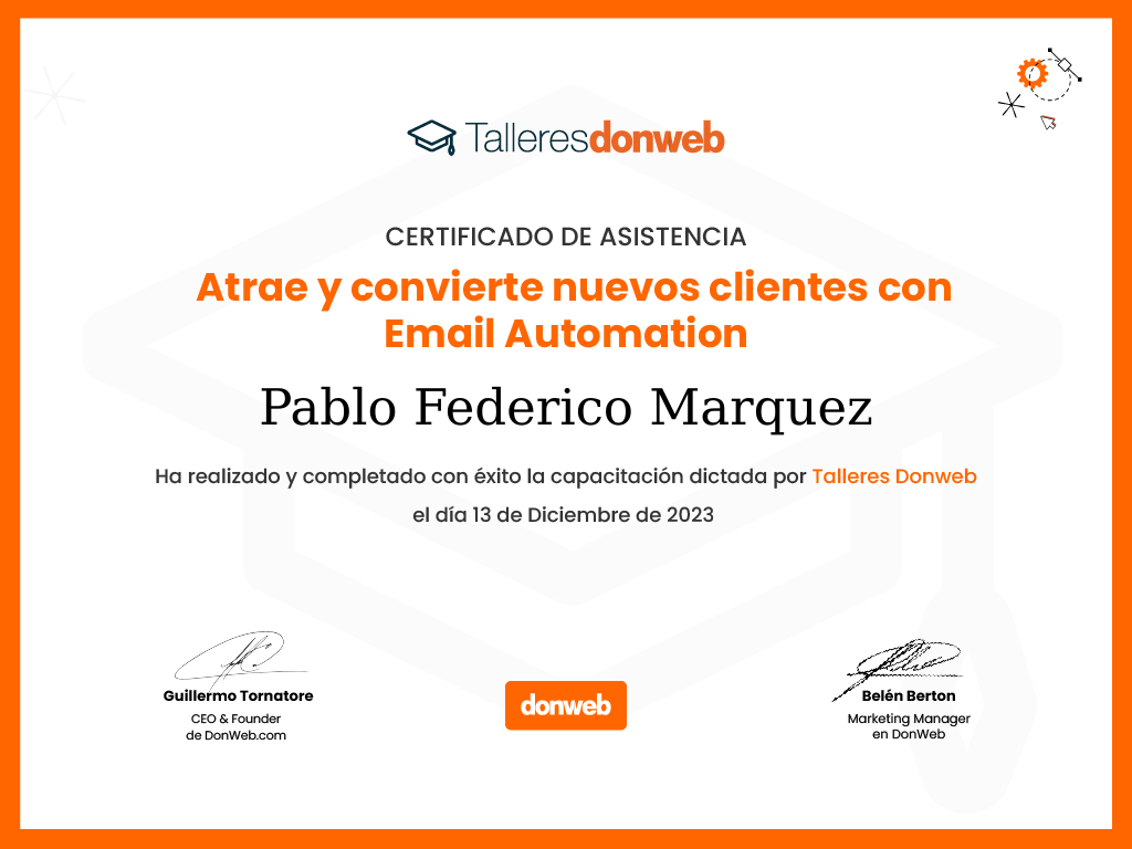 Certificado de asistencia · Talleres DonWeb