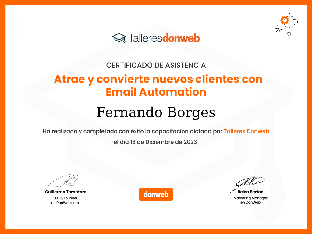Certificado de asistencia · Talleres DonWeb
