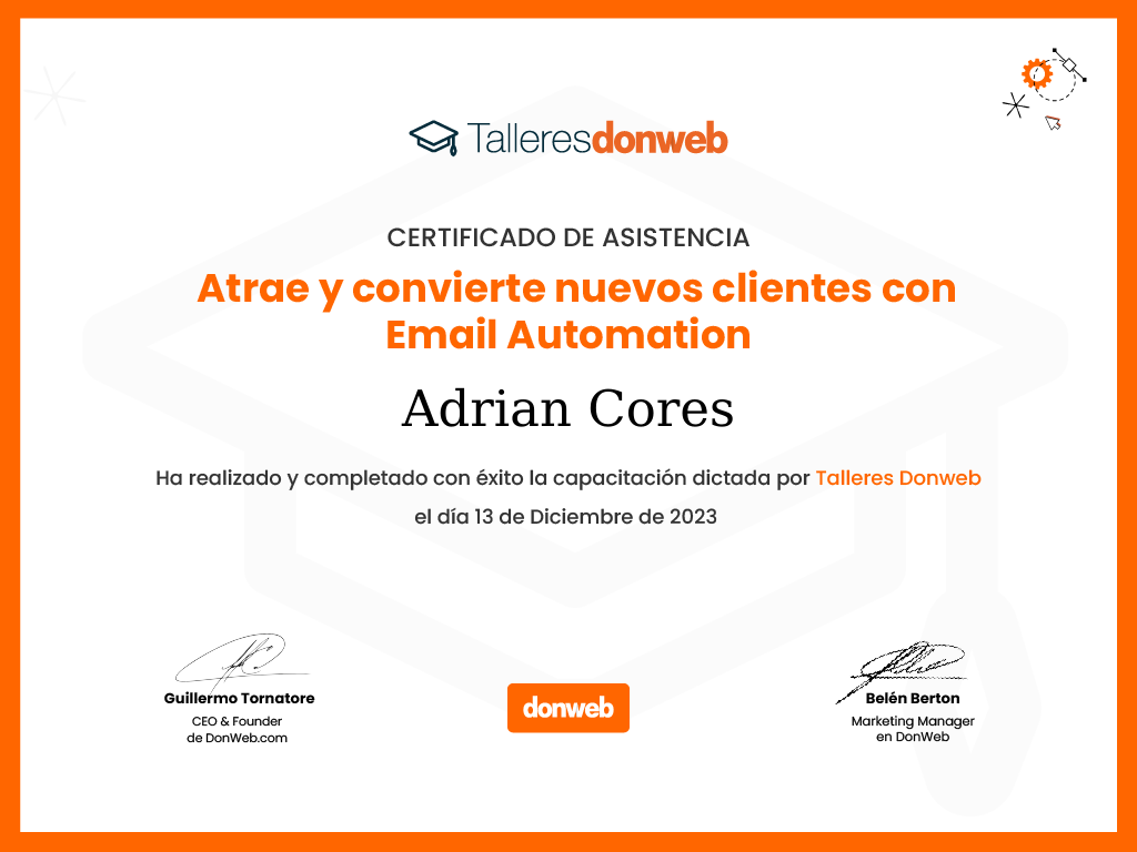 Certificado de asistencia · Talleres DonWeb