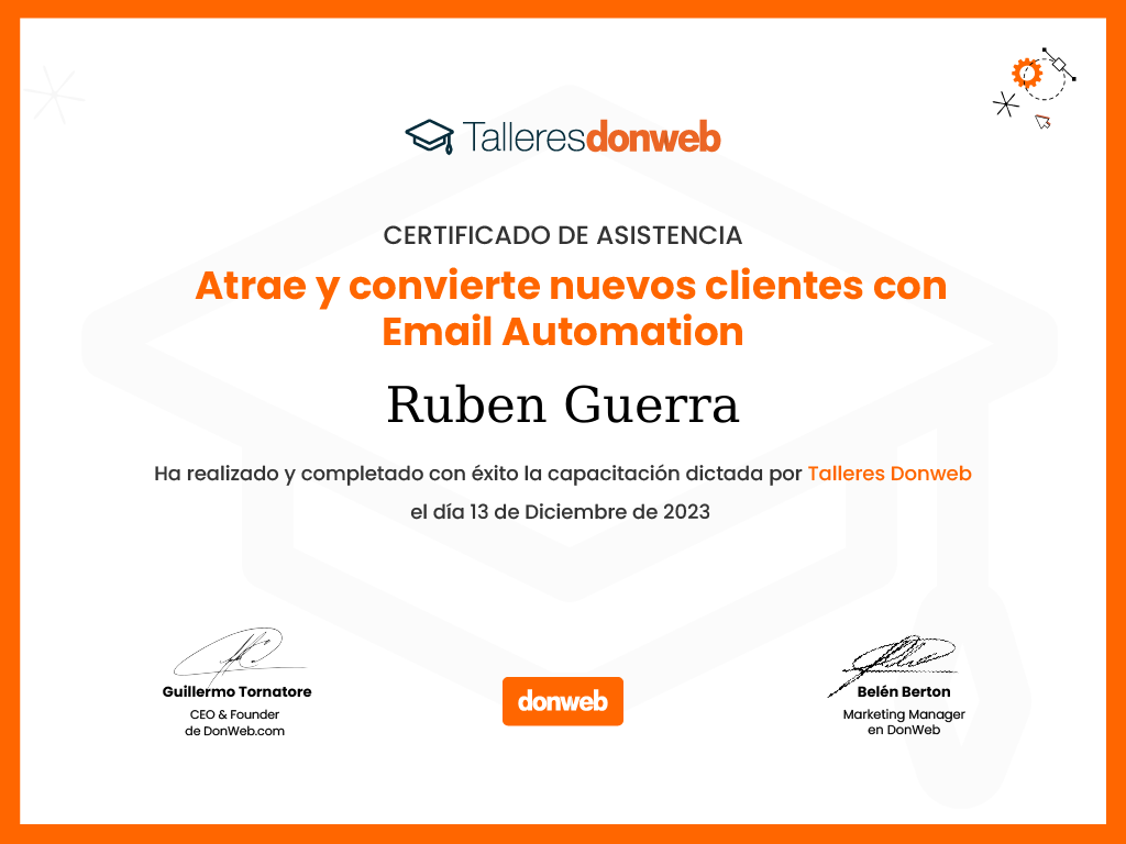 Certificado de asistencia · Talleres DonWeb