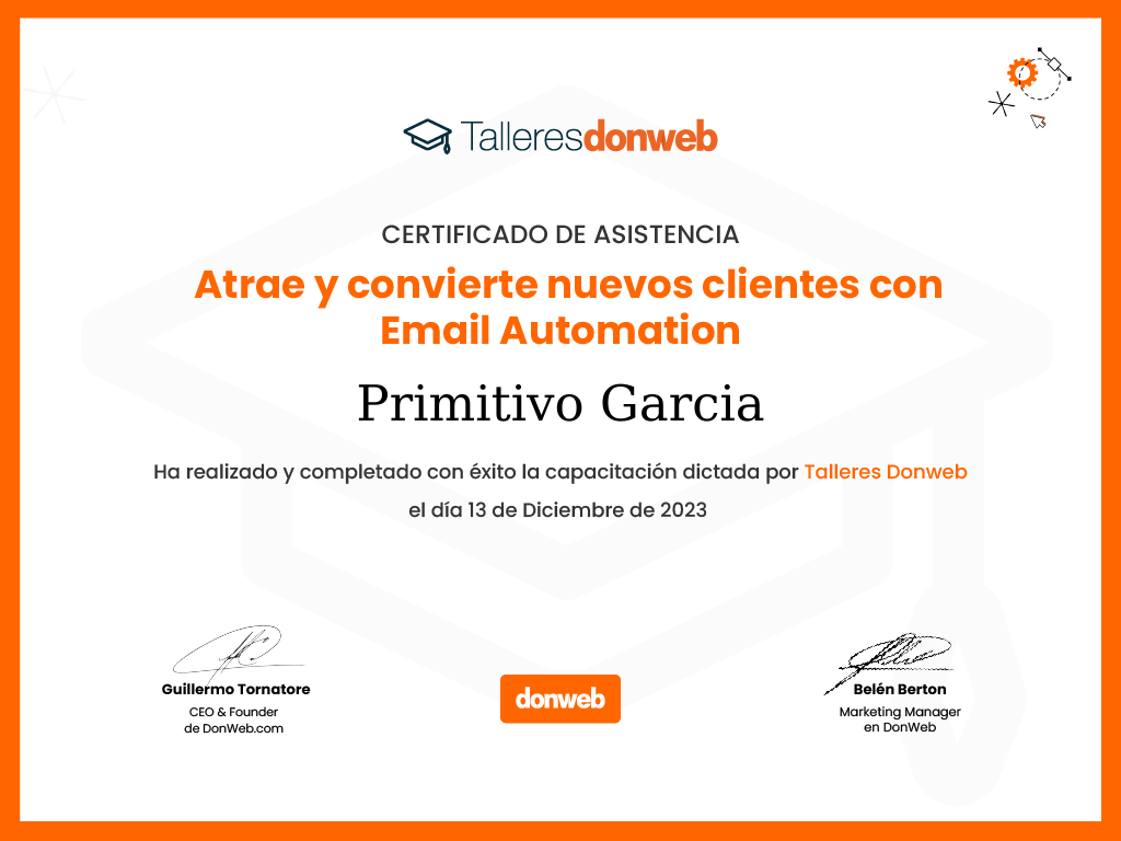 Certificado de asistencia · Talleres DonWeb