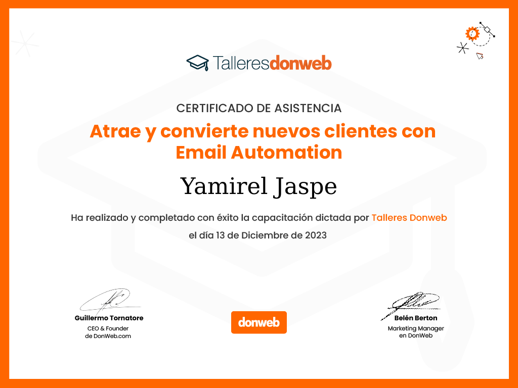 Certificado de asistencia · Talleres DonWeb