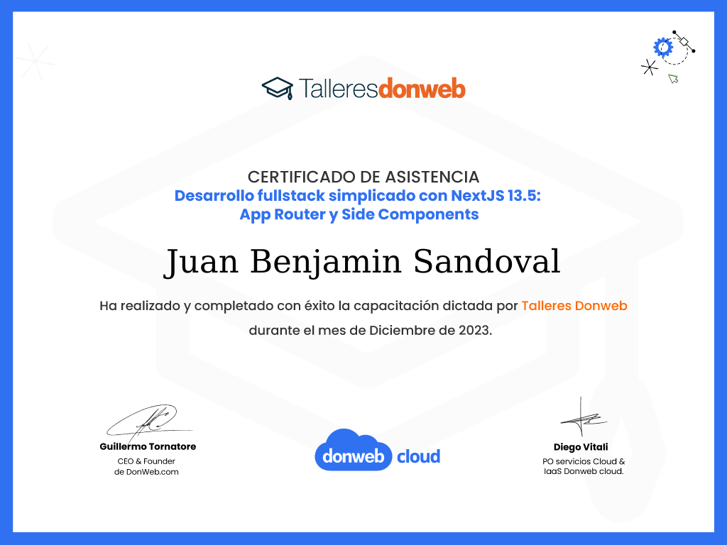 Certificado de asistencia · Talleres DonWeb