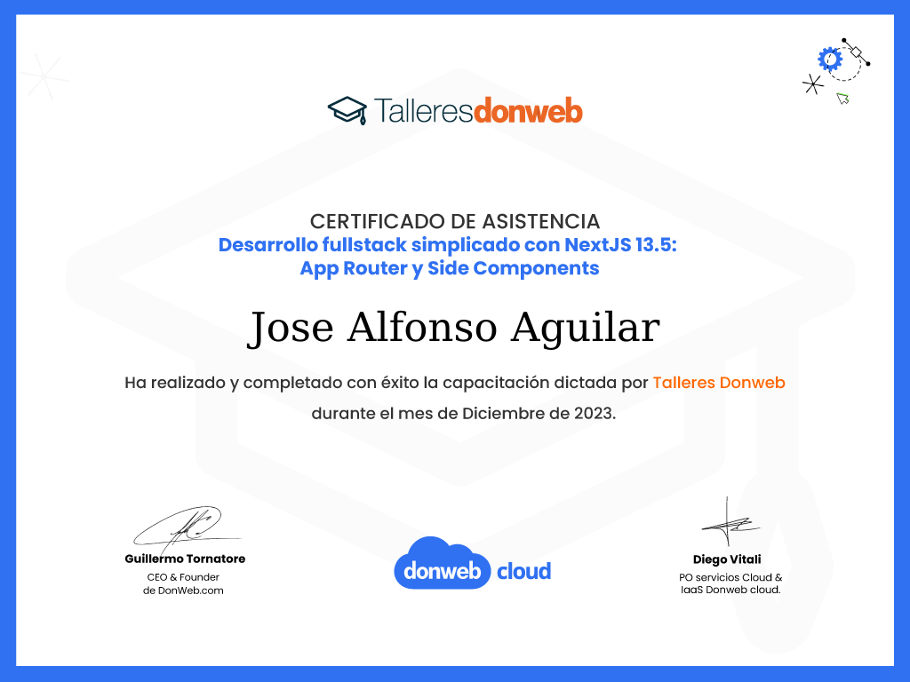 Certificado de asistencia · Talleres DonWeb