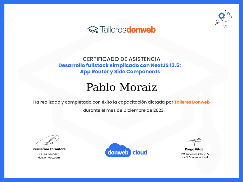 Certificado de asistencia · Talleres DonWeb