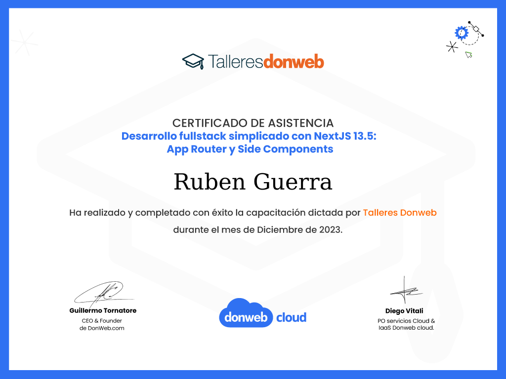 Certificado de asistencia · Talleres DonWeb