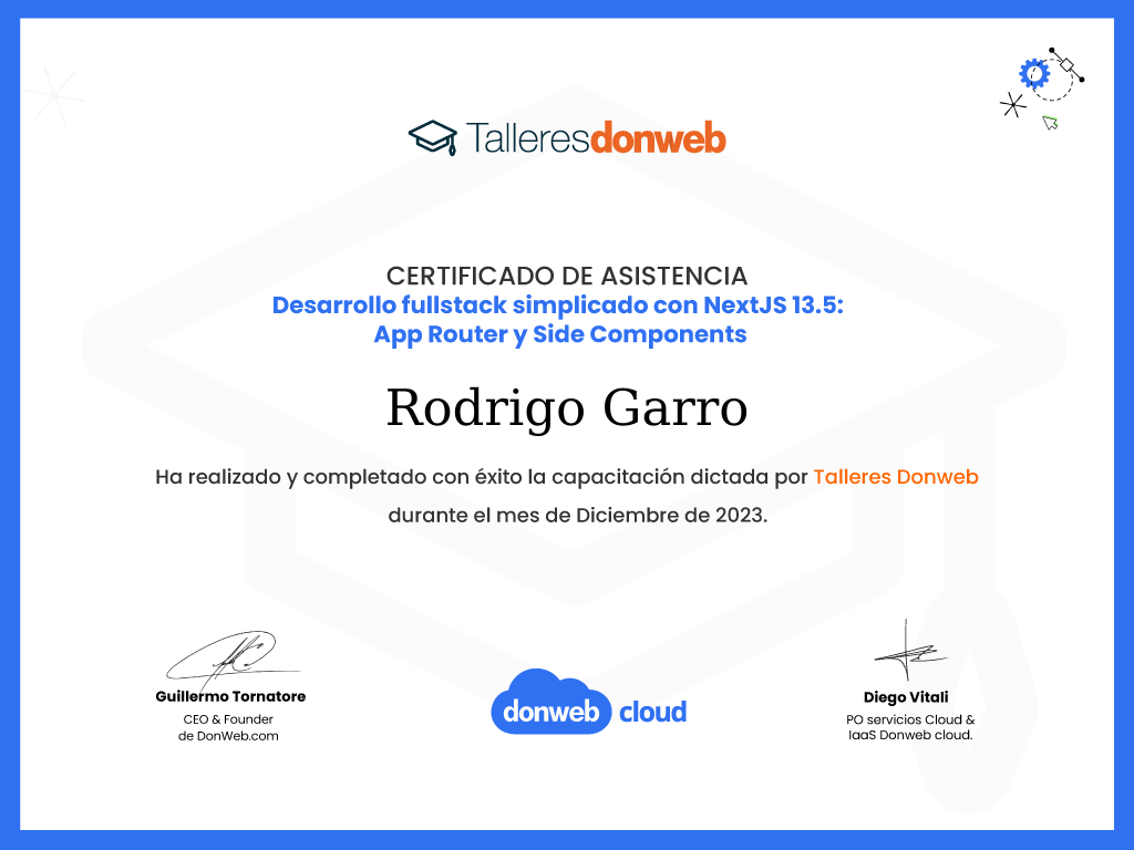 Certificado de asistencia · Talleres DonWeb